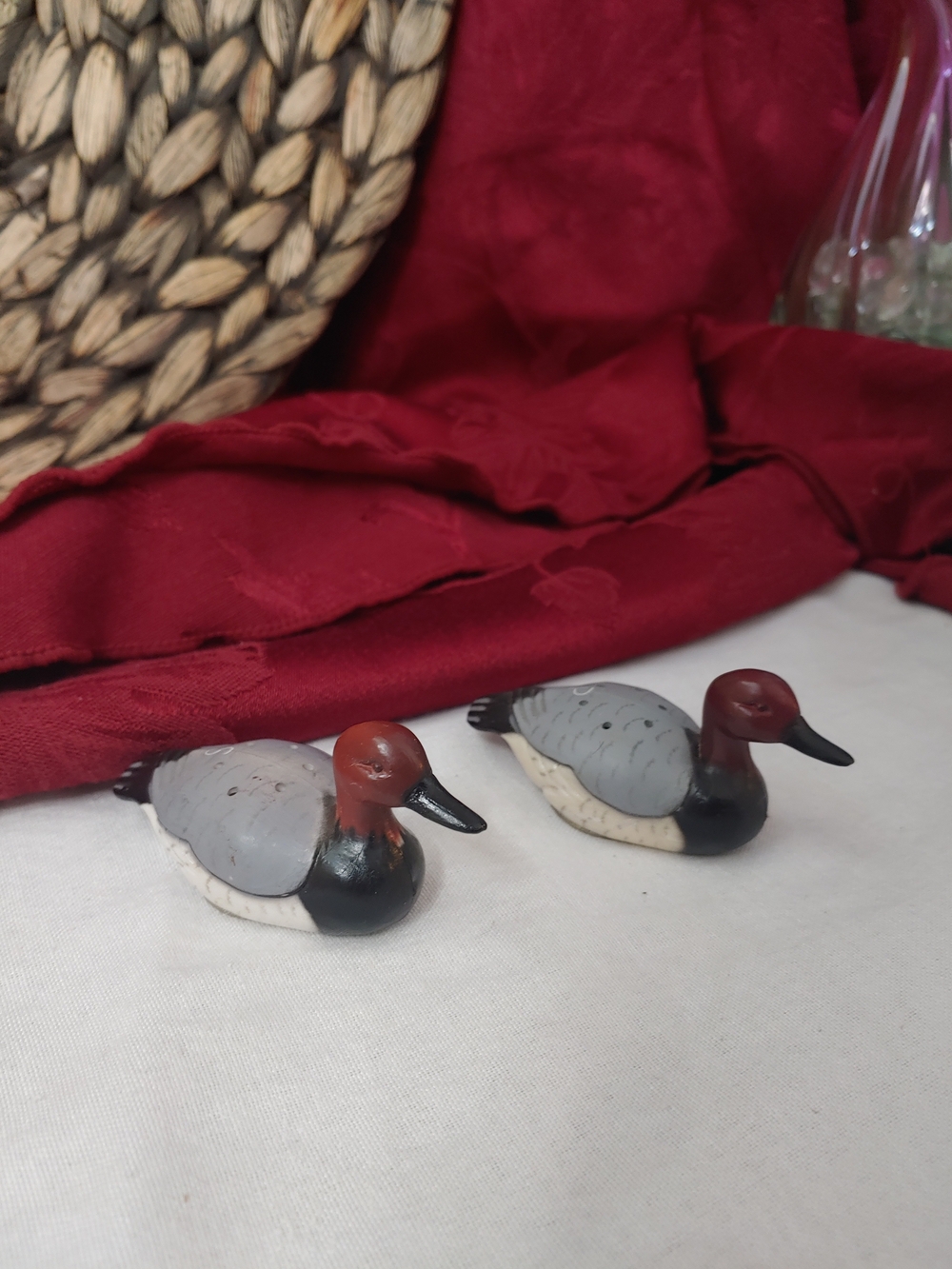 Vintage Miniature Red-Headed Duck Salt And Pepper Shakers